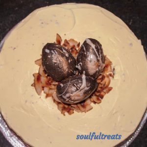 Chocolate Vanilla Pastry with Chocolate Easter Eggs Nest